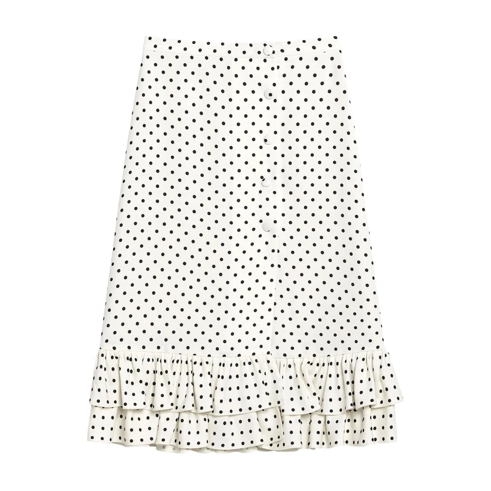 Valentino Garavani White Tiered Ruffle Wool-Blend Midi Skirt - Female - Midi Skirts - Xs - Skirts