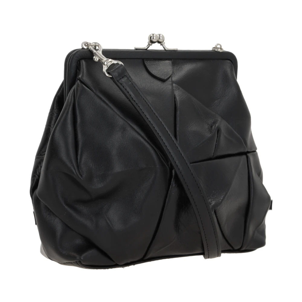Y-3 Zwarte leren Pochette met zilveren hardware Black Dames