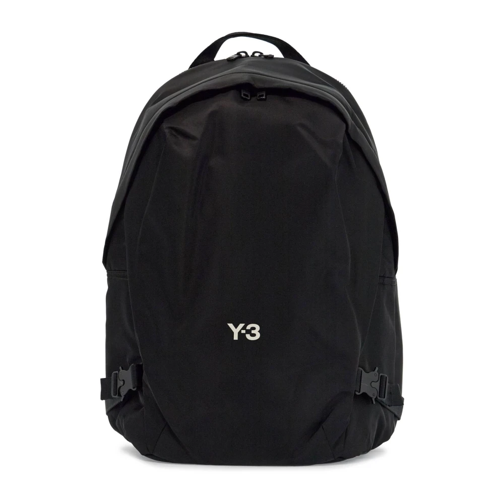 Y-3 Minimalistische Polyester Rugzak met Gewatteerde Banden Black Heren