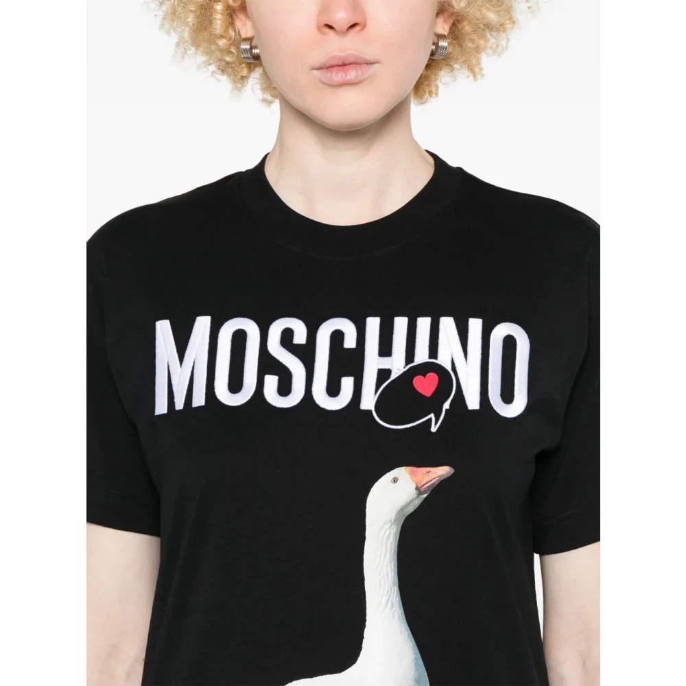 Moschino Eend Print Crew Neck T-shirt Black Dames