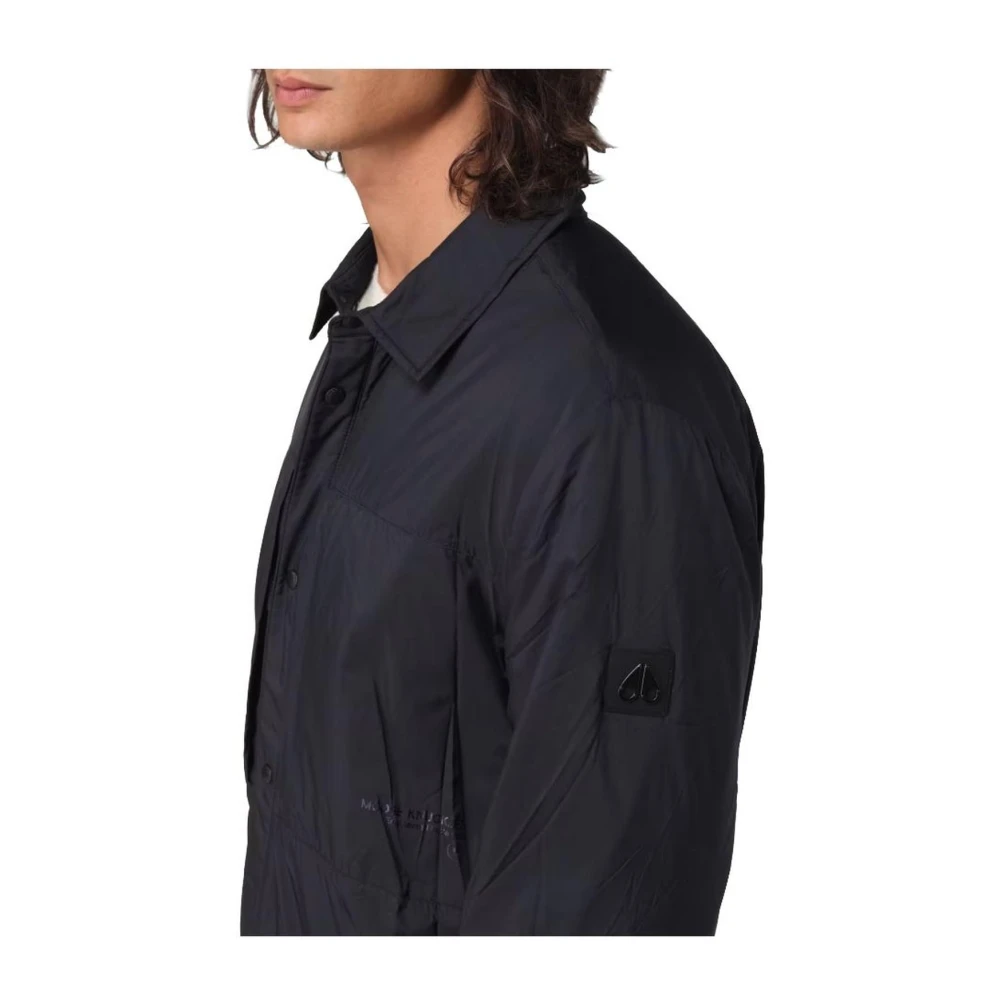 Moose Knuckles Zwarte Lichtgewicht Nylon Jas met Knoopsluiting Black Heren