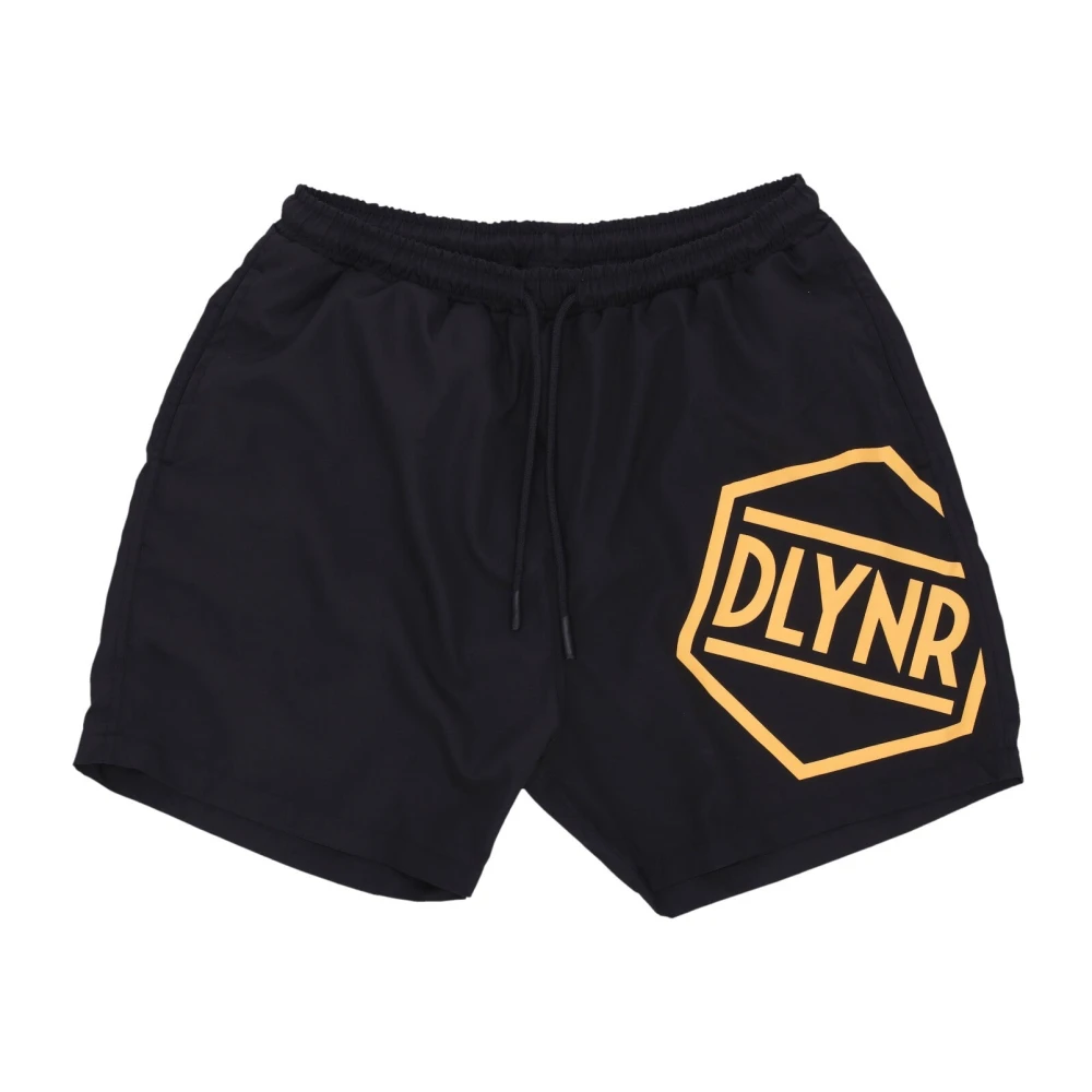 Dolly Noire Men's Black Logo Swim Shorts /Orange - Beachwear - Xl - Swimwear