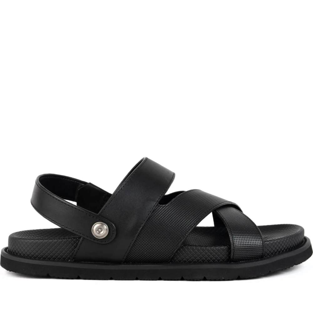 La Conte Zwarte Casual Platte Sandalen voor Mannen