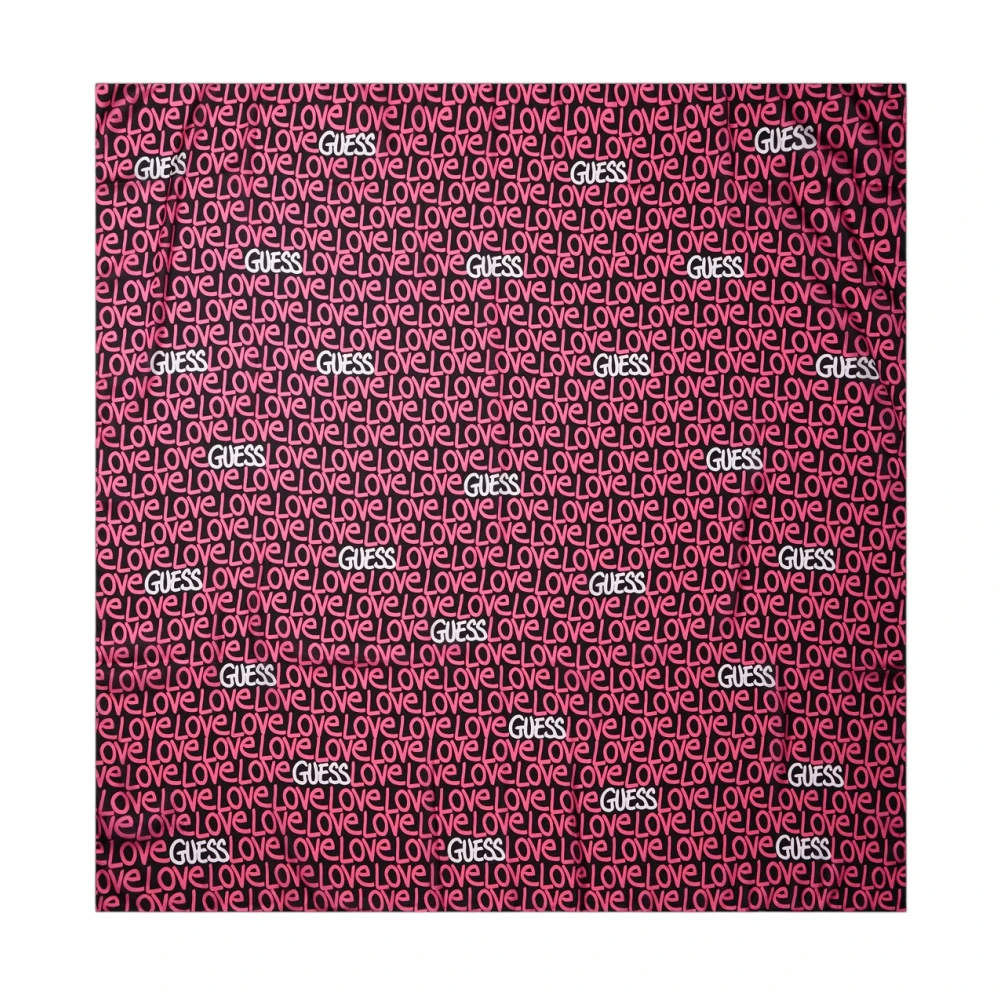 Guess Multicolor Scarves, Female, One Size, Pink Love Print Foulard
