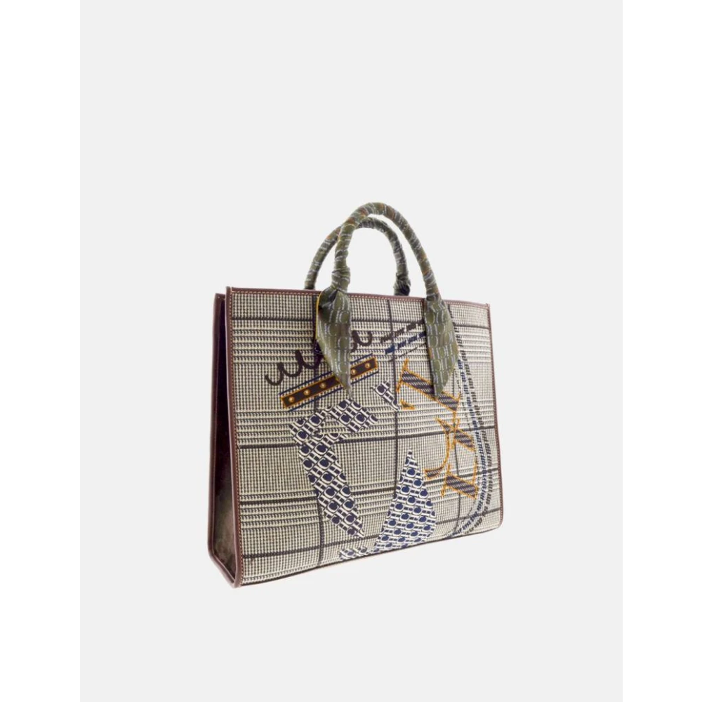 Carolina Herrera Chique Shoppingtas met CH Schild Brown Dames