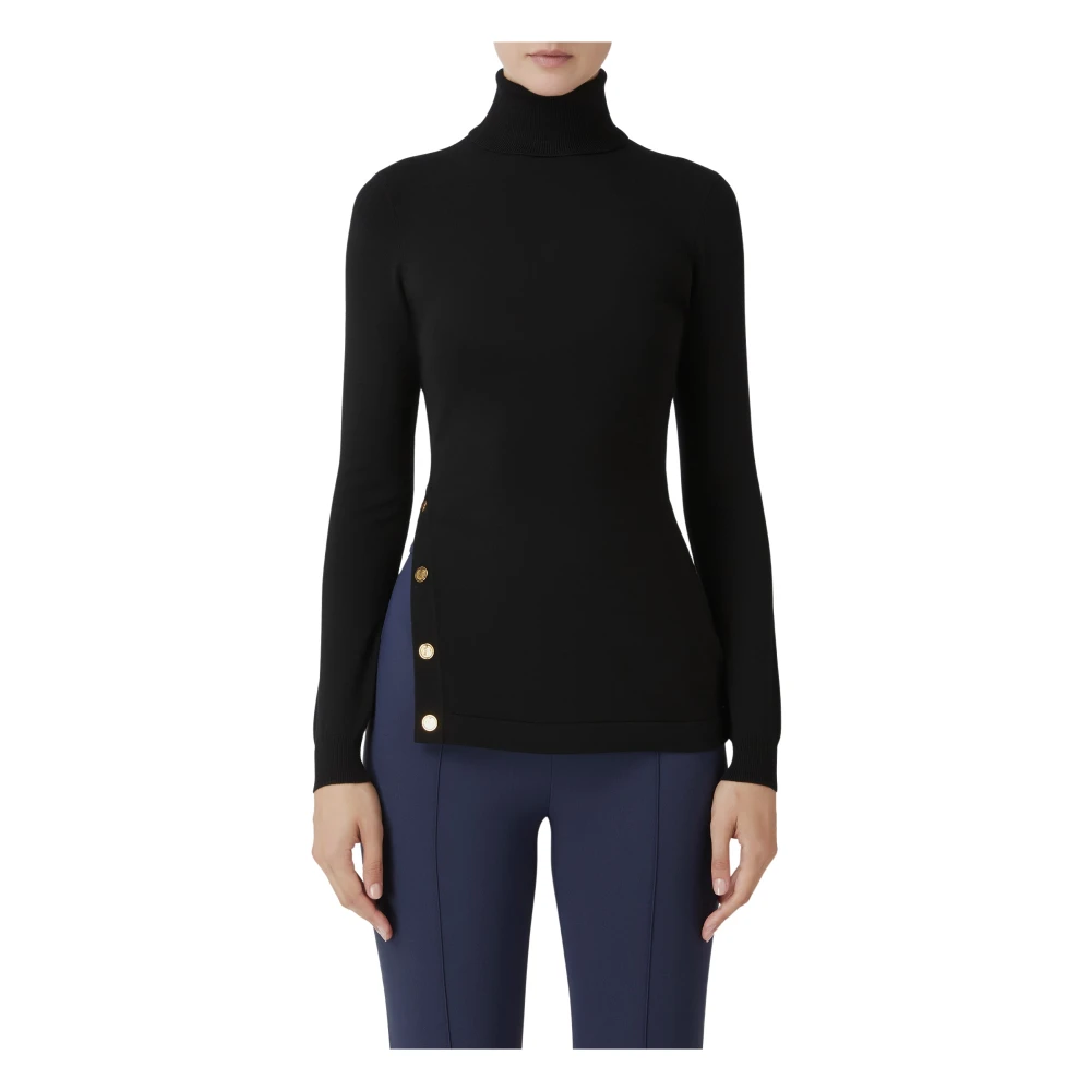 Elisabetta Franchi Zwarte Coltrui met Gouden Knopen Black Dames