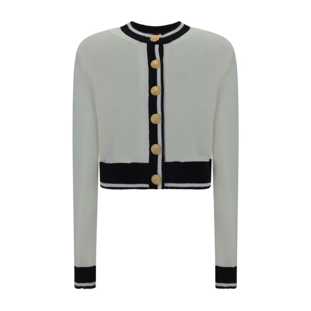 Balmain Kort vest met leeuwenkopknopen White Dames