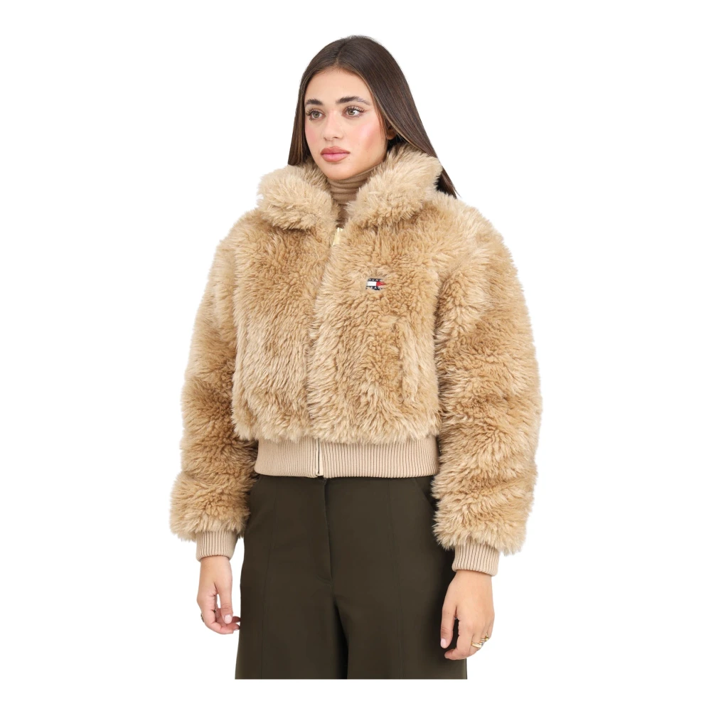 Tommy Jeans Beige Shearling Bontjas Dames Herfst Winter Yellow Dames