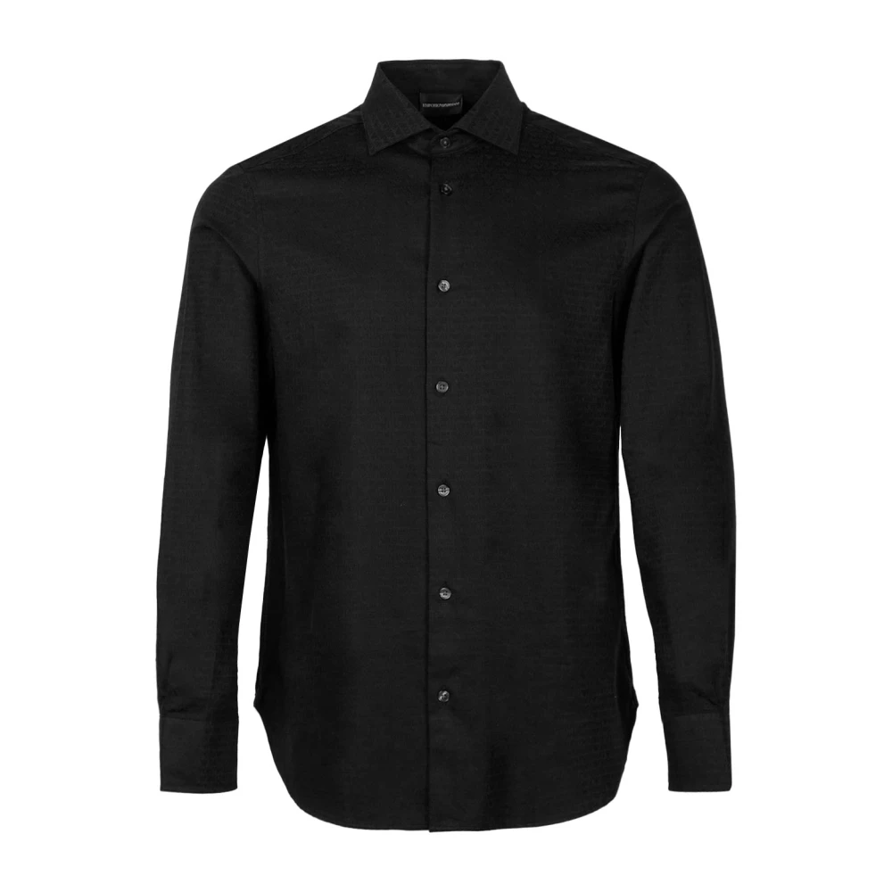 Emporio Armani Logo-print Katoenen Overhemd Black Heren