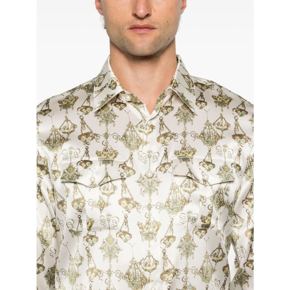 Givenchy Overhemd met chandelierprint van zijde Beige Heren