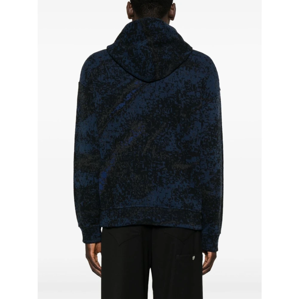 Emporio Armani Gebreide Hoodie Trui Marineblauw Black Heren