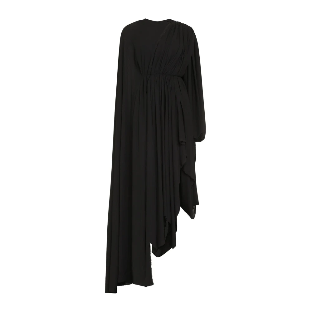 Balenciaga Crepe Jurk met Vetersluiting Black Dames