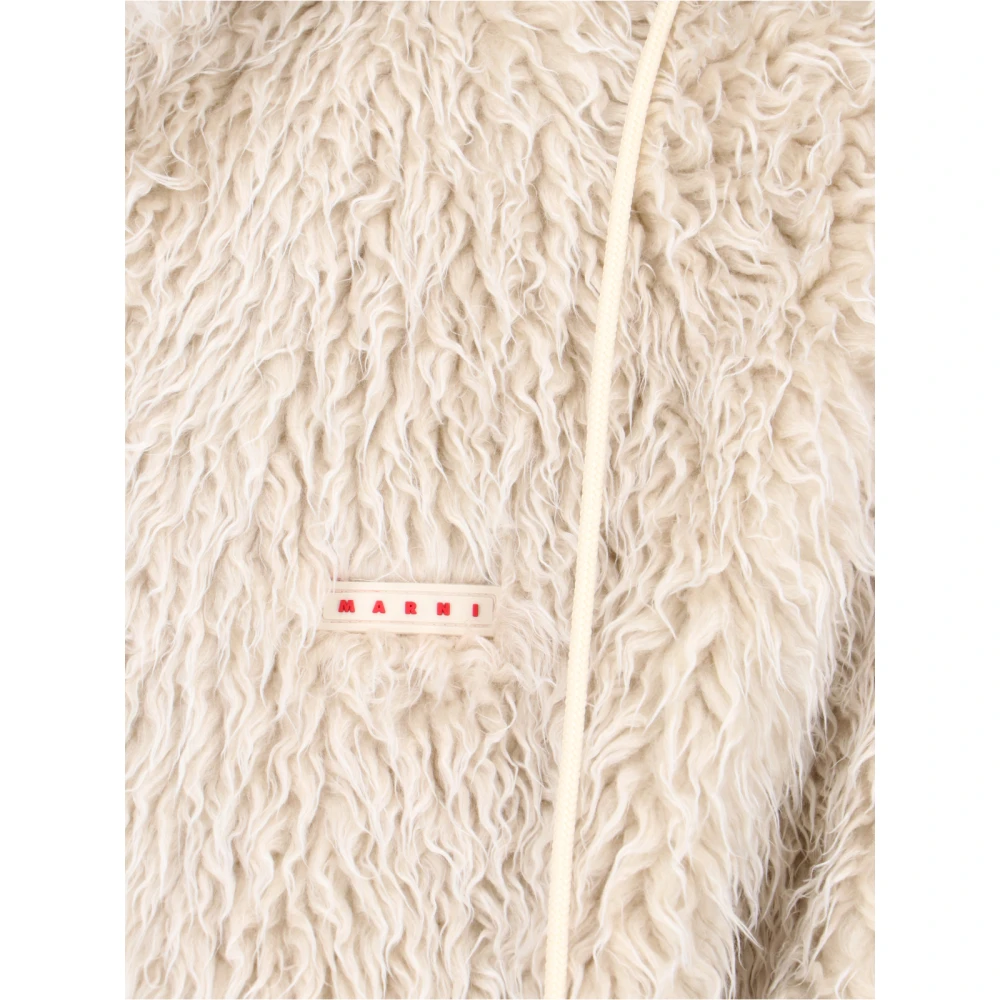 Marni Shearling Hoodie Jas Wit White Heren