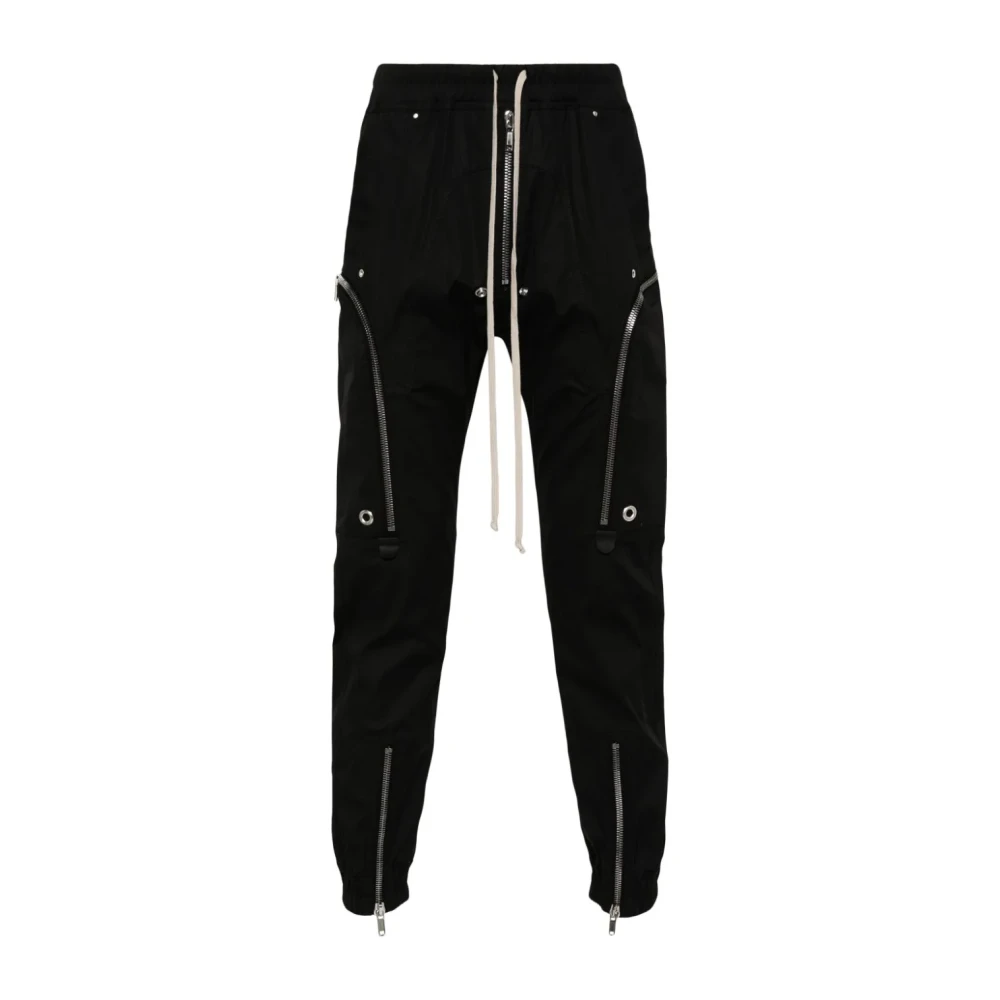 Rick Owens Zwarte Bauhaus Cargo Broek Zwarte katoenen broek met elastische taille Black Heren