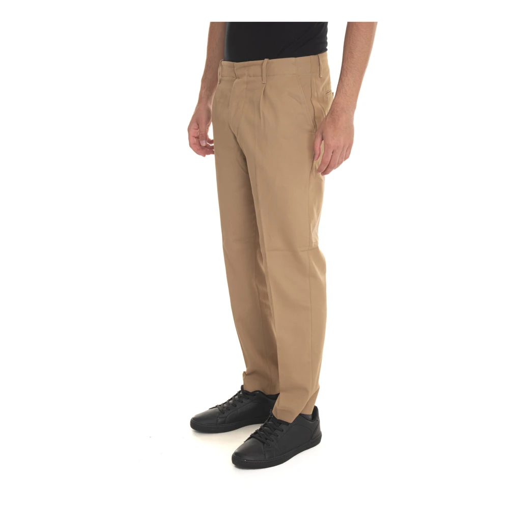 Hindustrie Chino met knoopsluiting en paspelzak Beige Heren