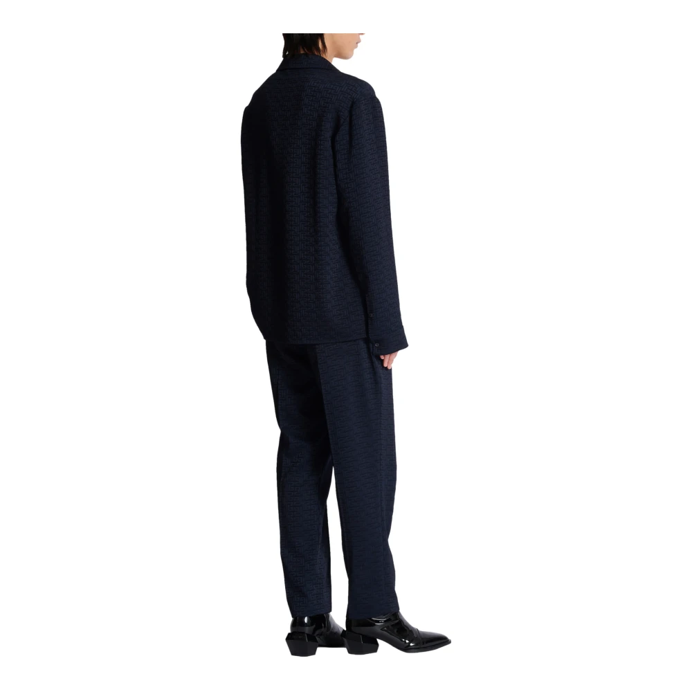 Balmain Labyrinth Jacquard Pyjama Shirt Blue Heren