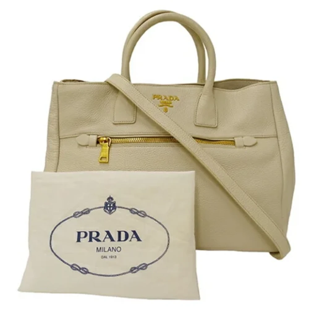 Prada Vintage Pre-owned Leather prada-bags Beige Dames