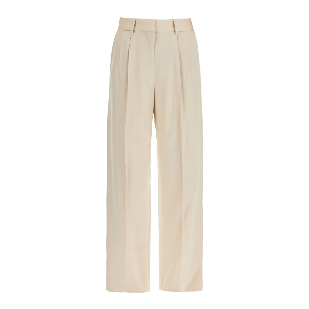 Blazé Milano Geborduurde Zak Ivoor Viscose Broek Beige Dames