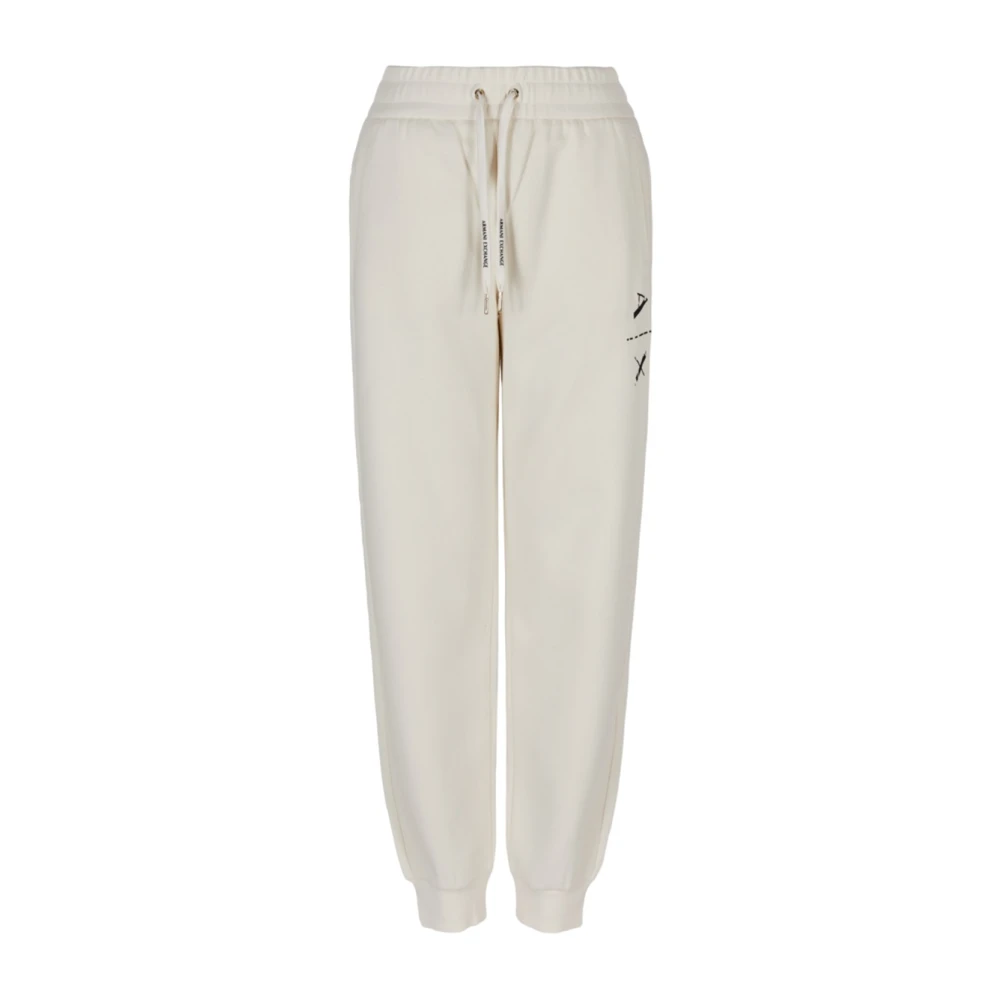 Armani Exchange Casual witte broek met logo detail White Dames