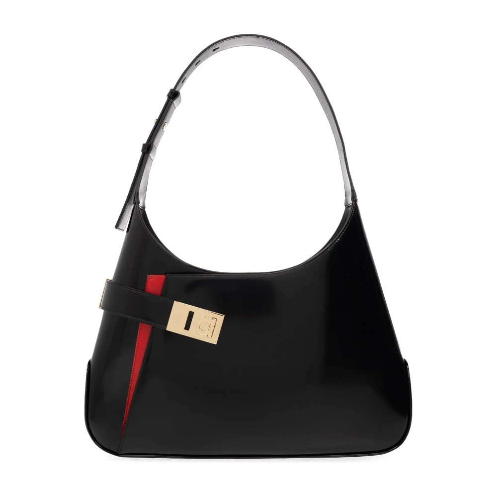 Salvatore Ferragamo Gancini Arch Hobo Schoudertas Black Dames