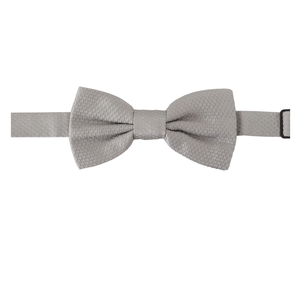 Dolce & Gabbana Elegante Grijze Zijden Vlinderdas Gray Heren