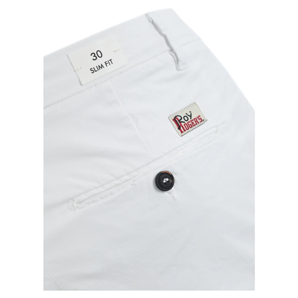 Roy Roger's Witte Katoenen Bermuda Shorts Slim Fit White Heren
