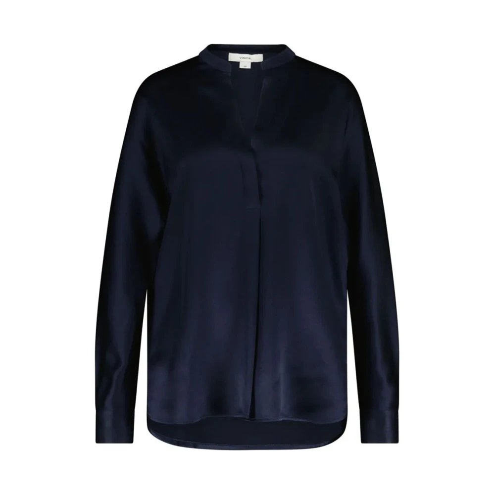 Vince Zijden blouse met verborgen knoopsluiting Blue Dames