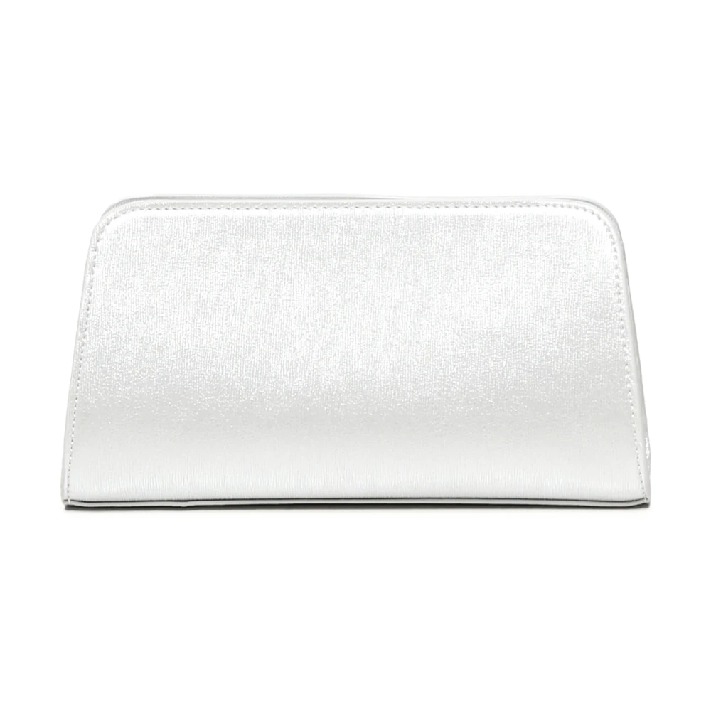 V73 Zilveren Gestructureerde Clutch met Kettingband Gray Dames
