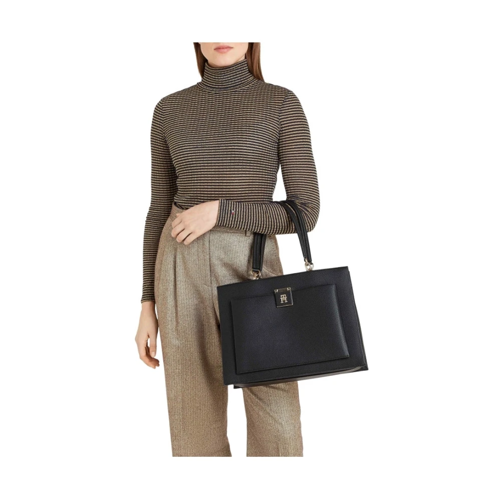 Tommy Hilfiger Zwarte Dames Handtas Satchel Stijl Black Dames