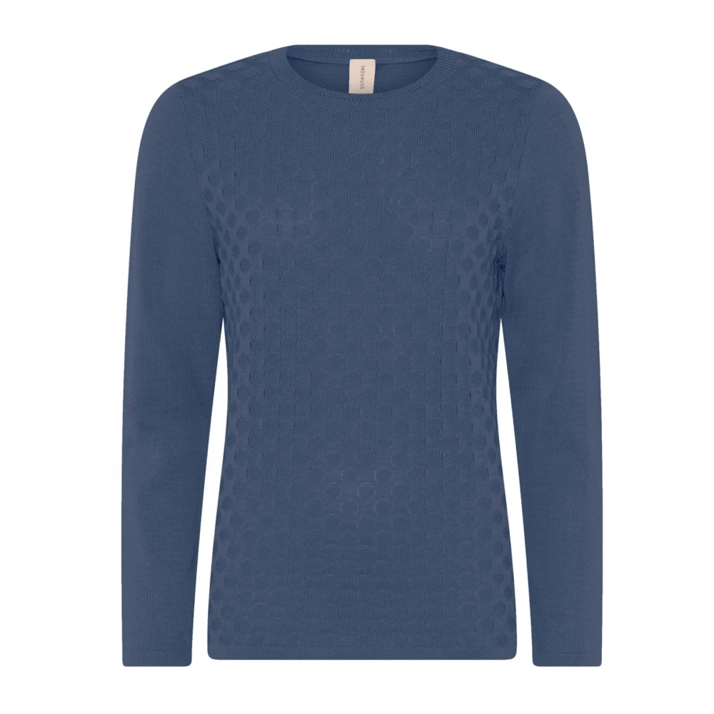 Skovhuus Gestippelde Structuur Pullover Blouse Indian Blue Dames
