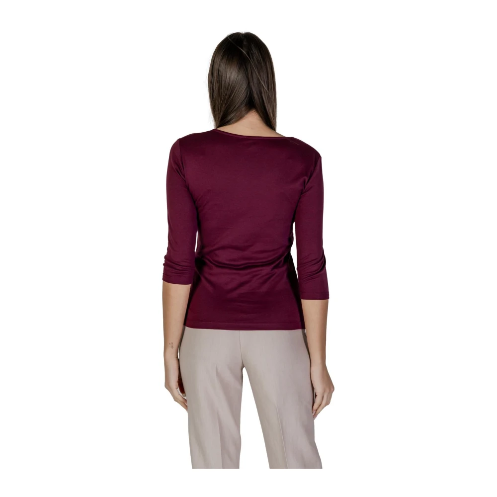Street One Bordeaux V-hals Lange Mouw T-shirt Red Dames