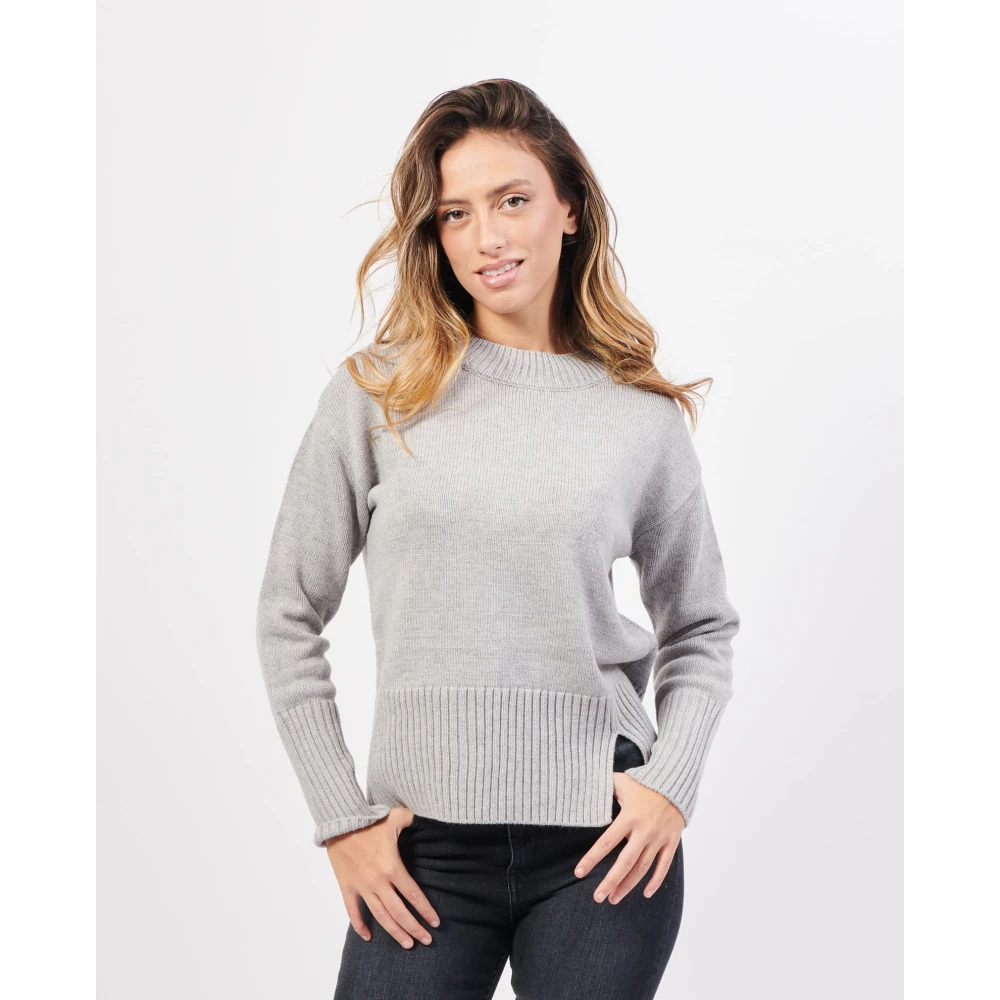 Gerry Weber Zilveren Trui met Ronde Hals Gray Dames