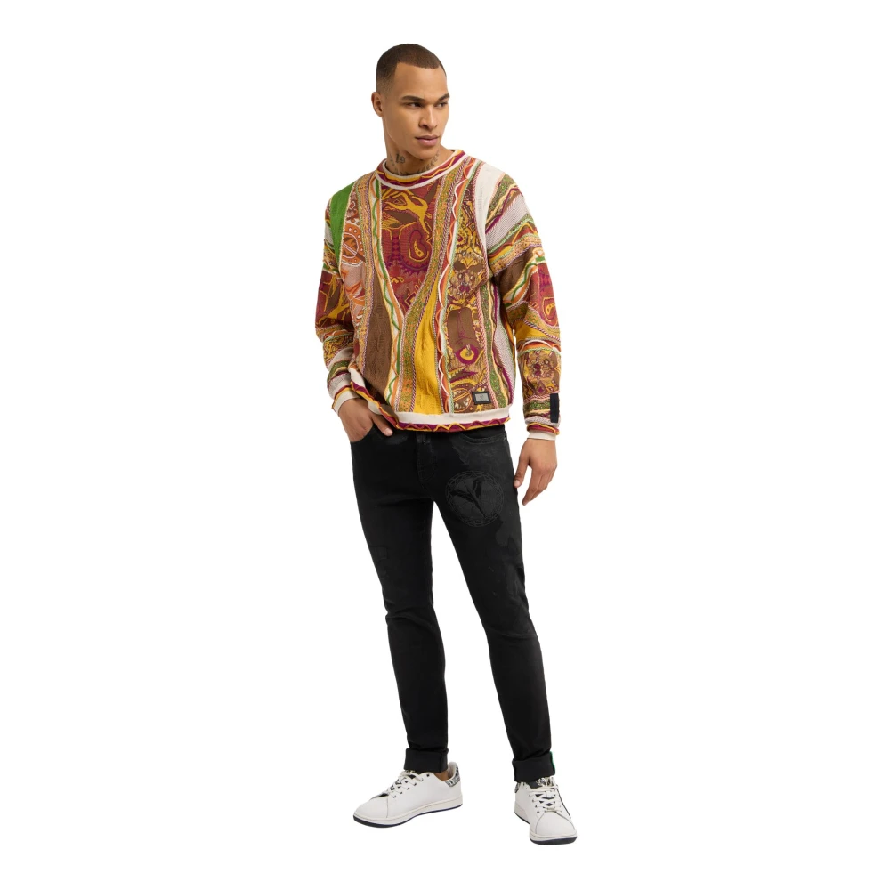 carlo colucci Kleurrijke Gebreide Trui Deluggi Multicolor Heren