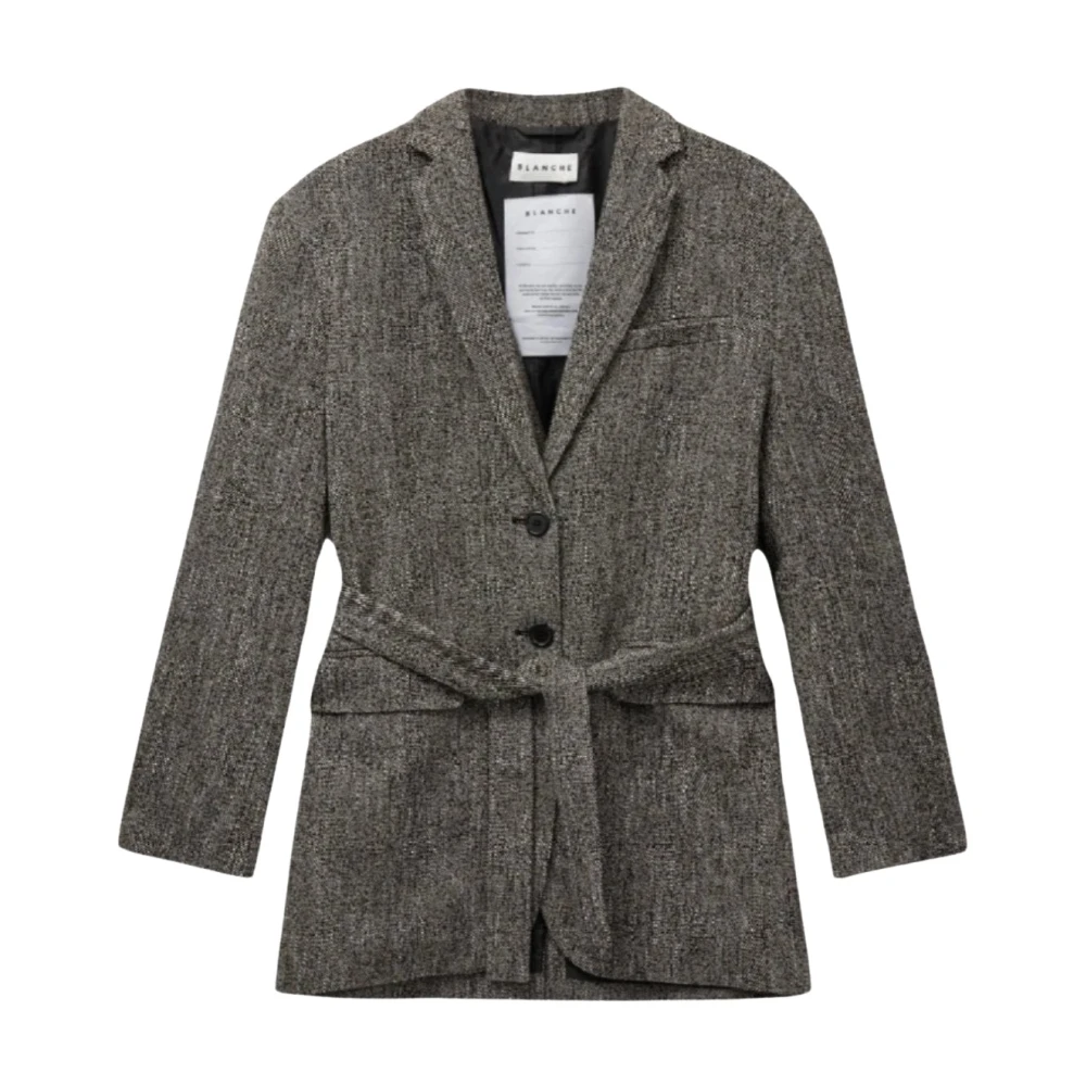 Blanche Oversized Wollen-Katoenen Blazer Gray Dames