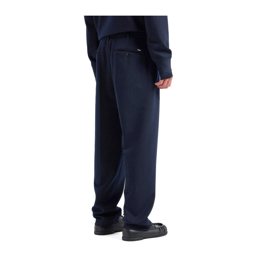 Emporio Armani Donkerblauwe Gestreepte Broek Blue Heren