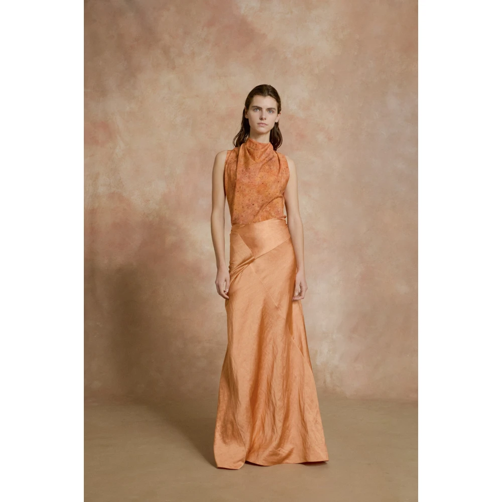 Cortana Anja zijden top sora print Orange Dames