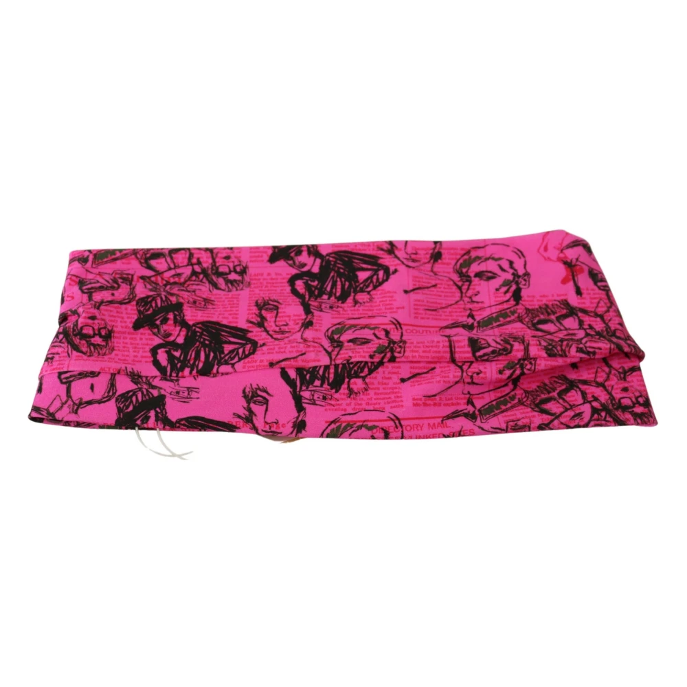 John Galliano Roze Krantenprint Crop Top Pink Dames