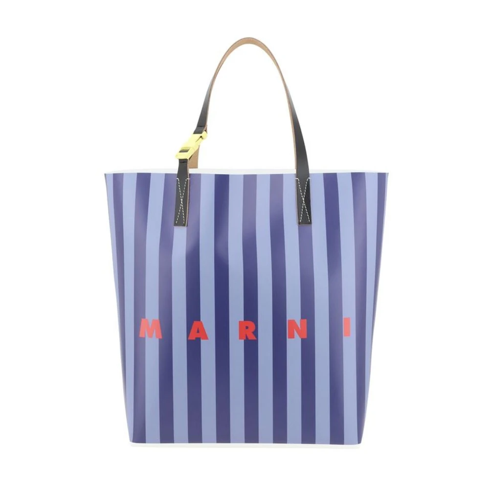 Marni Iconische gestreepte schoudertas met geometrisch ontwerp Blue Heren
