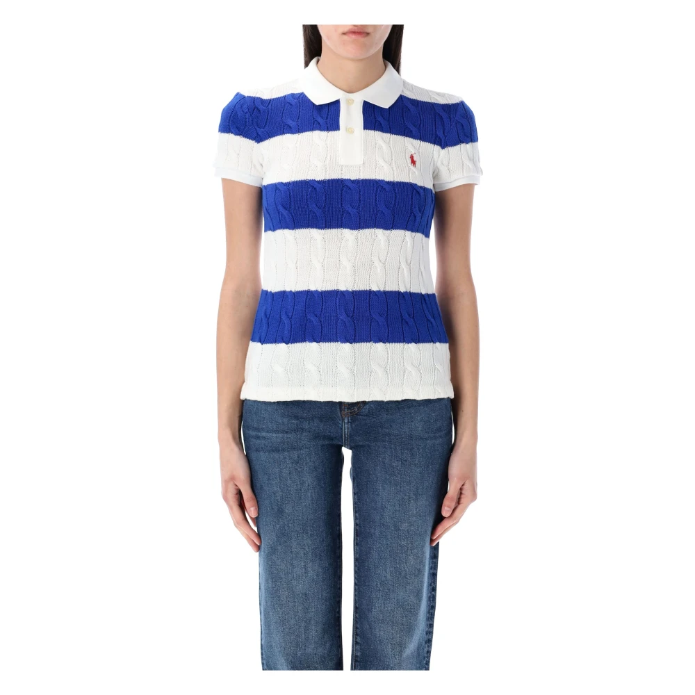 Polo Ralph Lauren Kabelgebreide gestreepte trui Blue Dames