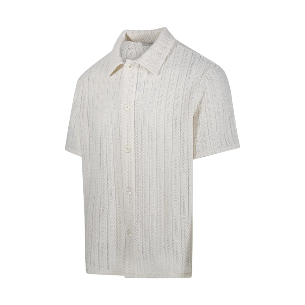 Dunst Ivory Stripe Crochet Shirt White Heren