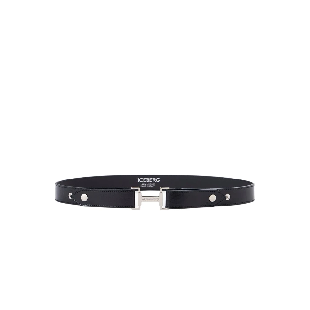 Iceberg Zwarte Alias leren riem met logogesp I Black Dames