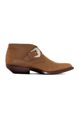 Bruna mocka ankelboots med spänne