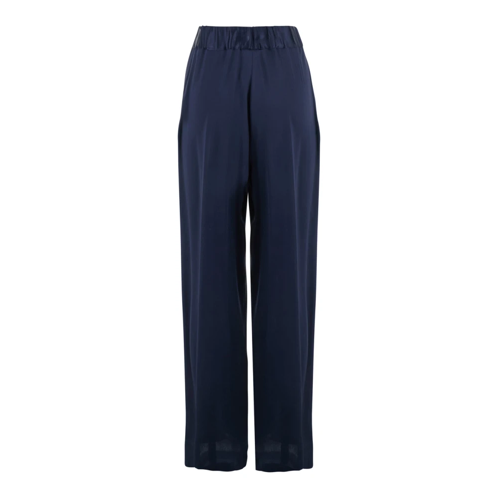 Semicouture Blauwe Zijdeblend Broek met Plooien Blue Dames