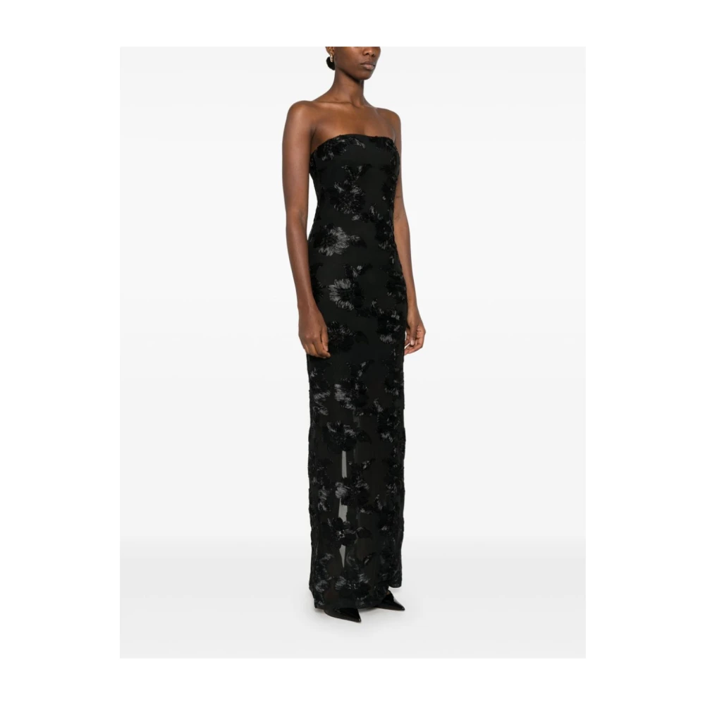 Rotate Birger Christensen Flower Mesh Tube Jurk Black Dames