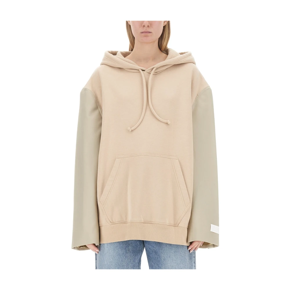 MM6 Maison Margiela Logo Oversized Hoodie Beige Dames