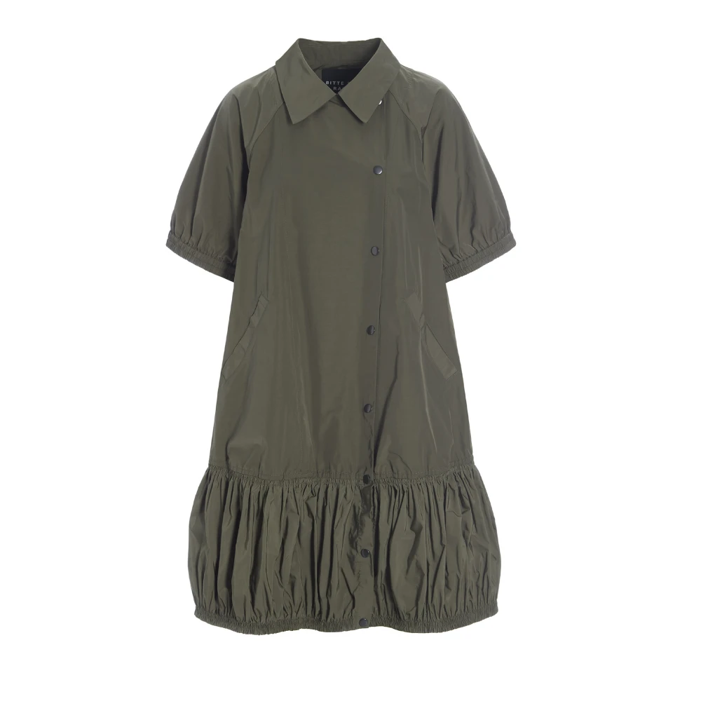 Bitte Kai Rand Puffy Poplin Overhemdjurk Deep Forest Green Dames