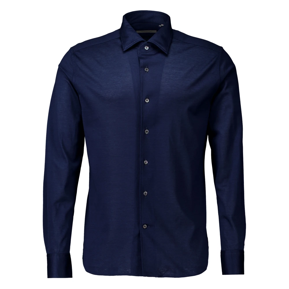 Corneliani Donkerblauw Overhemd Lange Mouw Blue Heren