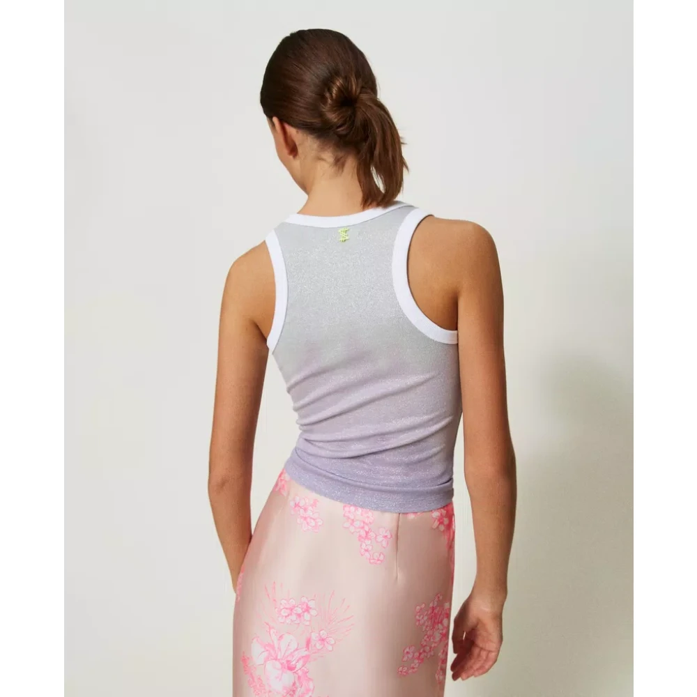 Twinset Geribbeld Jersey Top Limited Edition Purple Dames