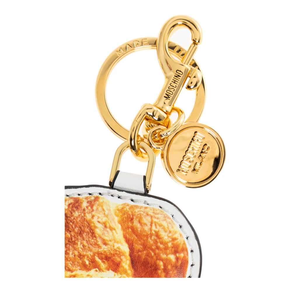 Moschino Leren etui met sleutelhanger Beige Heren