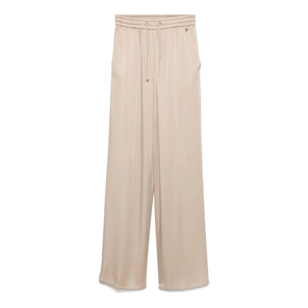 Herno Satin Beige Broek met Trekkoord Taille Beige Dames